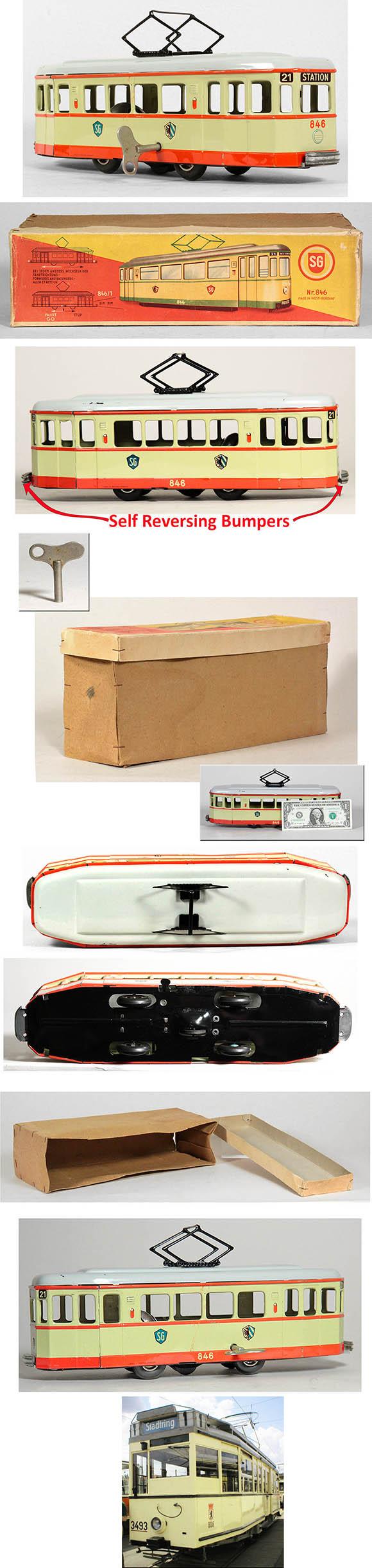 c.1950 Gunthermann, No.846 Clockwork Reversing Trolley Bus in Original Box